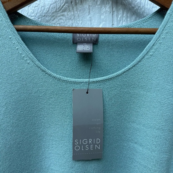 NWT Sigrid Olsen Womens Blue Green Knitted Knit Sweater Pullover Vest Tank Top M - Picture 2 of 4